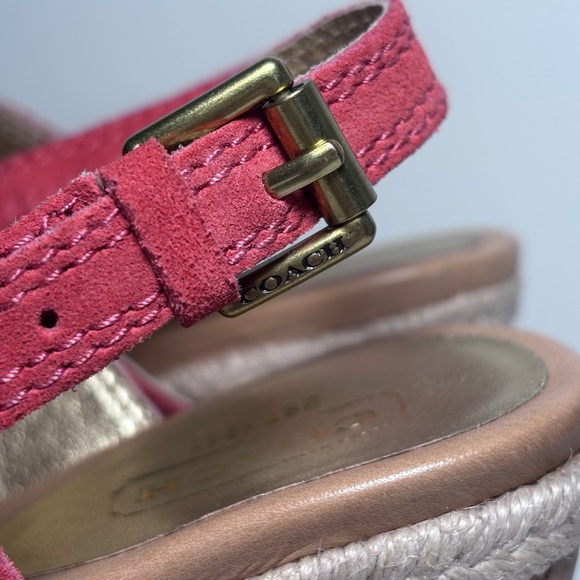 Coach Valeann Coral Suede Cork Platform Heeled Slingback Sandals Size 6.5B - Picture 8 of 10